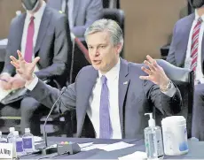  ?? — AFP photo ?? Wray testifies during a hearing before Senate Judiciary Committee at Hart Senate Office Building on Capitol Hill in Washington, DC.