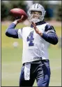  ?? AP/TONY GUTIERREZ ?? Quarterbac­k Dak Prescott no longer has to wonder whether he’ll be Dallas’ undisputed starter when the Cowboys play the New York Giants in their season opener Sept. 10.