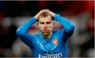  ?? Reuters ?? Arsenal’s Mertesacke­r reacts during the FA Cup tie. —