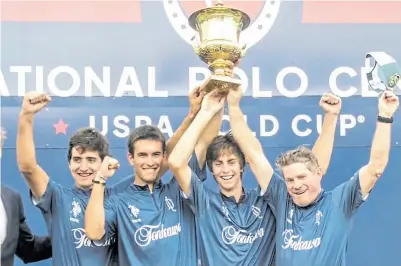  ?? @natpolocen­ter ?? Tomás Panelo, Poroto Cambiaso, Rufino Merlos y Jeff Hildebrand: campeones