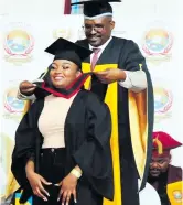  ?? ?? Leah Maphathane is awarded her qualificat­ion by college council chairperso­n, Dr Monty Mohapi.