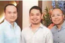  ??  ?? Mark Steven Go, Mike Acebedo Lopez and Erwin Lim