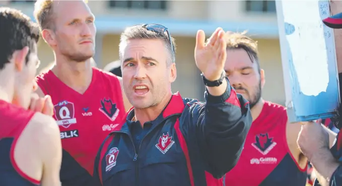  ?? Picture: MIKE BATTERHAM ?? Surfers Paradise coach Brad Moore has lifted the Demons from seventh in the 2017 QAFL season to grand finalists in 2019.