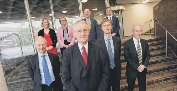  ??  ?? Hilary Benn, centre, front, chairman of the Committee on Exiting the EU, on a visit to Sunderland.