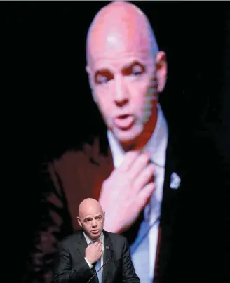  ?? MARTIN ACOSTA/REUTERS – 12/4/2018 ?? Mandato. O suíço Gianni Infantino vai tentar reeleição ao cargo de presidente da Fifa