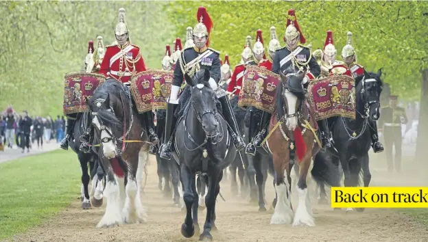  ?? PICTURE: JONATHAN BRADY/PA WIRE ?? The Household Cavalry prepare for their annual inspection in Hyde Park yesterday, 24 hours after five of the regiment’s horses bolted through London after being spooked