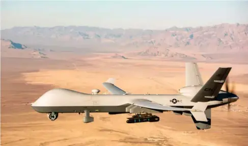 ?? (US Air Force/AFP/Getty) ?? A US Air Force MQ - 9 Reaper drone simi l ar to the one taken out by a Russian jet