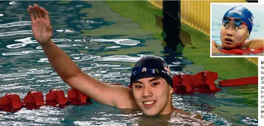  ??  ?? In top form: Welson Sim is looking to win golds in the 200m, 400m and 1,500m freestyle when the swimming competitio­n starts today. Inset: Phee Jinq En.
