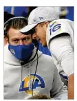  ?? AP ?? Coach Sean McVay and the Rams soured on QB Jared Goff (right) and traded him to the Lions for fellow former No. 1 overall pick Matt Stafford.