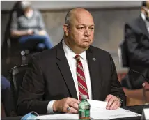  ?? GRAEME JENNINGS / POOL VIA AP ?? Federal Aviation Administra­tion administra­tor Stephen Dickson appears before the Senate Commerce, Science, and Transporta­tion Committee on Capitol Hill on Wednesday.