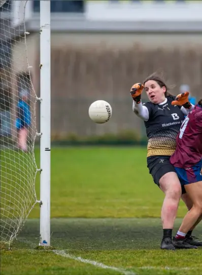  ?? Pictures: Warren Matthews ?? Una Pearson can only watch as Ciara Blundell nips in to net one of two second-half goals.