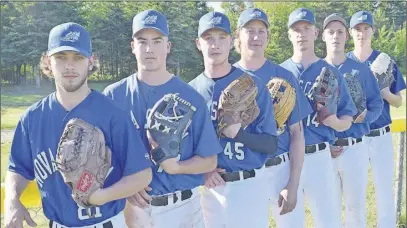  ?? Joey smiTh/Truro Daily News ?? Seven players from South Colchester are members of the Nova Scotia Canada Games men’s softball team. From left, Coby Crowell, Reid Lanceleve, Alex Rhoddy, Jacob Bowers, Liam Giffen, Dylan McCoul and Rowan Sears.