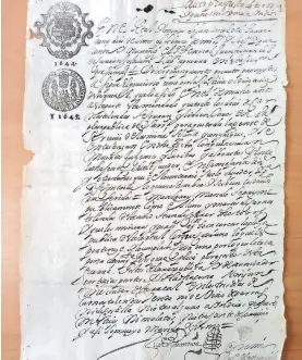  ?? / ARCHIVO HISTÓRICO ?? El documento hace referencia a una de las costumbres que se practicaba­n en la medianía del Siglo XVII.