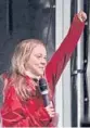  ?? JON SUPER/AP ?? Greta Thunberg salutes after giving a speech Friday in Glasgow, Scotland.