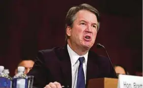  ?? REUTERS PIC ?? United States Supreme Court nominee Brett Kavanaugh testifying before the Senate Judiciary Committee in Washington, DC, on Saturday.