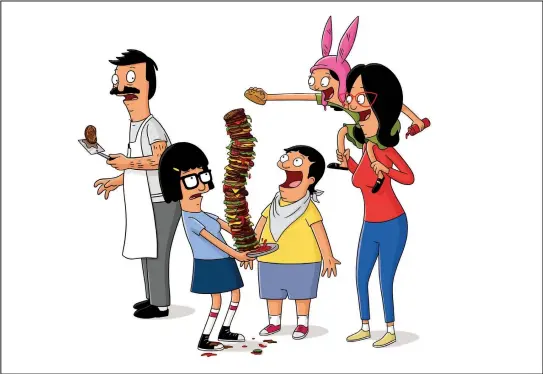  ??  ?? The wacky Belcher family, Bob, Tina, Gene, Louise and Linda, return for a new season on Fox’s "Bob’s Burgers."