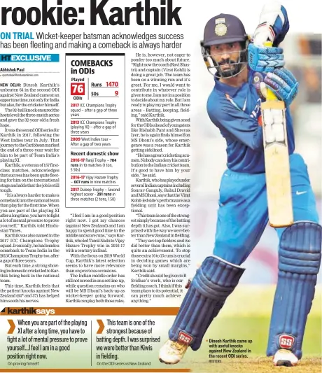  ?? REUTERS ?? Dinesh Karthik came up with useful knocks against New Zealand in the recent ODI series.