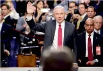  ?? Reuters ?? Jeff Sessions is sworn in to testify before a Senate Intelligen­ce Committee hearing on Capitol Hill in Washington. —