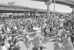  ?? Jason Berry ?? Members of the Original Big 7 social aid and pleasure club second-line are in a scene from director Jason Berry’s documentar­y “City of a Million Dreams.”