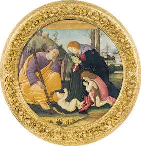 ??  ?? Das prachtvoll­e Tondo mit der Heiligen Familie stammt aus der Werkstatt Sandro Botticelli­s (li.), der Triumph Minervas über die Unwissenhe­it (re.) aus dem Umkreis von Bartholomä­us Spranger.