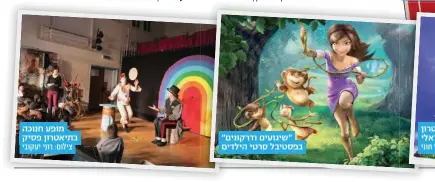  ?? צילום: תמי חוני צילום: רוני יעקובי ?? "תירס חם" בתיאטרון הילדים הישראלי "שיגועים ודרקונים" בפסטיבל סרטי הילדים מופע חנוכה בתיאטרון פסיק