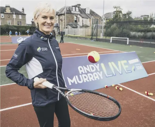  ??  ?? Judy Murray launches the competitio­n at Perth Tennis Club to win a slot partnering her son Andy