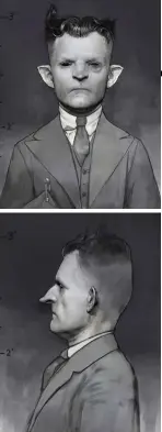  ??  ?? Two head shots from Fantastic Beasts and Where to Find Them, where Rob was one of the main concept artists. Busted!