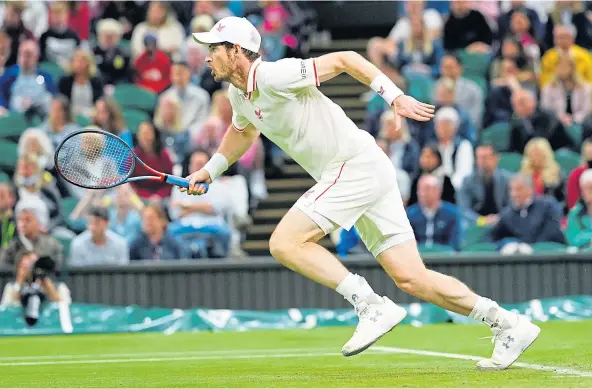  ??  ?? IN THE RUNNING: Andy Murray during his nerve-wracking second-round match against German qualifier Oscar Otte at Wimbledon on Tuesday.