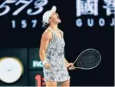  ?? CLIVE BRUNSKILL/GETTY ?? Ashleigh Barty celebrates match point in the singles final against Danielle Collins at the Australian Open on Saturday in Melbourne, Australia.