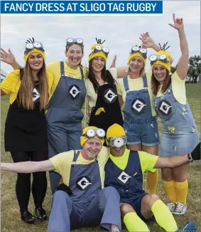  ??  ?? The Minions taking part in the Sligo Tag rugby fancy dress on Friday. Pic: Donal Hackett.