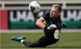  ??  ?? Aaron Ramsdale at an England U21 training camp. The Bournemout­h keeper has made more passes than his counterpar­ts at Arsenal, Spurs and the two Manchester clubs. Photograph: Eddie Keogh for The FA/Shuttersto­ck