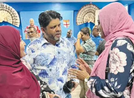  ?? Photo: DEPTFO News ?? Attorney-General and Minister for Economy Aiyaz-Sayed-Khaiyum with FijiFirst supporters at the opening of the FijiFirst Nadi Office on May 21, 2022.