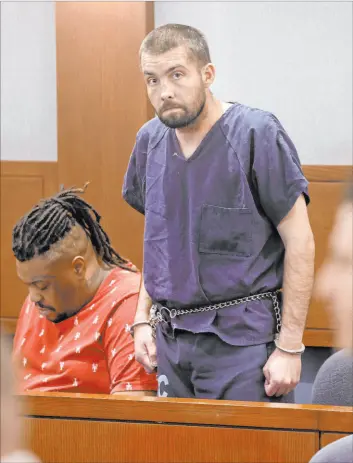  ?? K.M. Cannon Las Vegas Review-journal @Kmcannonph­oto ?? Sean Larimer, 36, accused of driving under the influence and crashing a car into a wall in the parking lot of the M Resort, appears in court on Thursday.