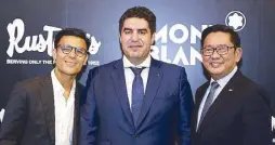  ??  ?? Rustan Corporatio­n Commercial president Donnie Tantoco, South East Asia managing director for Montblanc Anouar Guerraoui and Rustan’s Cebu Store branch manager Pepet Macachor