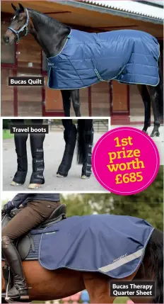  ??  ?? Bucas Quilt
Travel boots
Bucas Therapy Quarter Sheet
