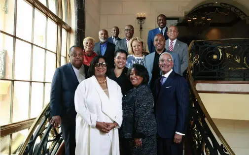  ??  ?? ELC 2019 Board, front, l to r: Greg Deavens, treasurer; Tonie Leatherber­ry, chair; Leilani Brown, secretary; Crystal Ashby, vice chair; Skip Spriggs, CEO; top row far right; Orlando Ashford, immediate past ELC Bord chair and president, Holland America Line