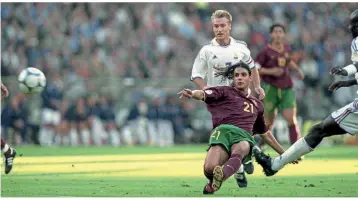  ??  ?? Scorer…Nuno Gomes nets for Portugal in the semi-final