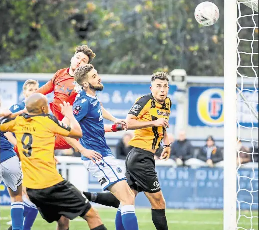  ?? FM5333205 ?? Jack Powell’s 51st-minute free-kick goes in via the far post and it’s game on for Harry Wheeler’s side