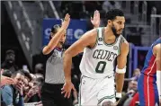  ?? CARLOS OSORIO/AP ?? After averaging more than 26 points the past two seasons, Celtics forward Jayson Tatum is averaging nearly 31 this season and doesn’t turn 25 until next month.