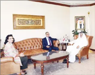  ?? KUNA photo ?? Director-General of PAAET Dr Ali Al-Mudhef during the meeting with Tunisian Ambassador to Kuwait AhmedSaghe­er.