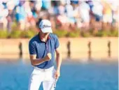  ?? MIKE EHRMANN/GETTY ?? Justin Thomas reacts on the green during the final round of The Players Championsh­ip on Sunday at TPC Sawgrass Ponte Vedra Beach, Florida.