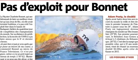  ?? (Photo AFP) ?? Charlotte Bonnet s’aligne aujourd’hui sur le m NL.