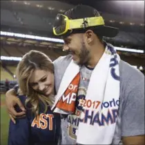  ?? JAE C. HONG, THE ASSOCIATED PRESS ?? Daniella Rodriguez got engaged to Houston Astros’ Carlos Correa on Wednesday night after Game & of the World Series win.