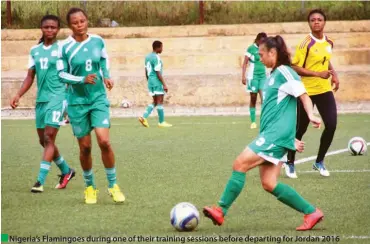  ??  ?? Nigeria’s Flamingoes during one of their training sessions before departing for Jordan 2016