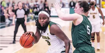  ?? BRANDON HARDER ?? The University of Regina Cougars are hoping that star guard Kyanna Giles is not sidelined for an extended period by what is believed to be an ankle injury.