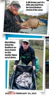  ??  ?? Mick Withey fished the Bradford-onAvon stretch for this double-figure net of silvers.
A 4lb bream, part of a 30lb-plus haul from the Great Bedwyn stretch of the canal.