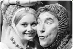  ??  ?? Anne rose to fame with Bob Monkhouse in The Golden Shot (top). Also pictured with Frankie Howerd in The Chastity Belt