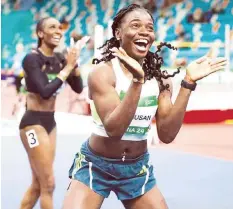  ?? ?? Record breaker Tobi Amusan celebrates… yesterday