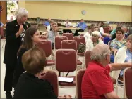  ?? MICHAEL GWIZDALA - MEDIANEWS GROUP ?? A constituen­t asks Congressma­n Paul Tonko a queation at a town hall at the Cohoes Senior Center.