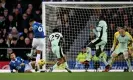  ?? Photograph: Stu Forster/Getty Images ?? Lewis Dobbin doubles Everton’s lead in stoppage time.